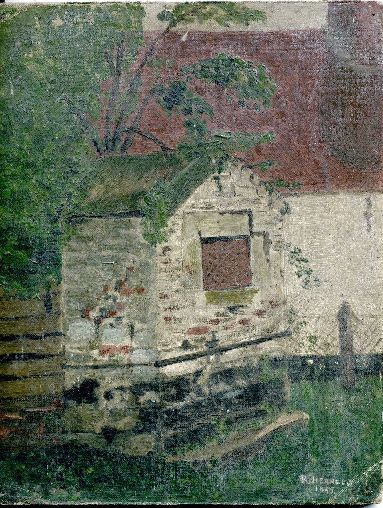 Chapelle du Tr+®chon disparue ce jour d'apr+®s un tableau de Wanecques 1945